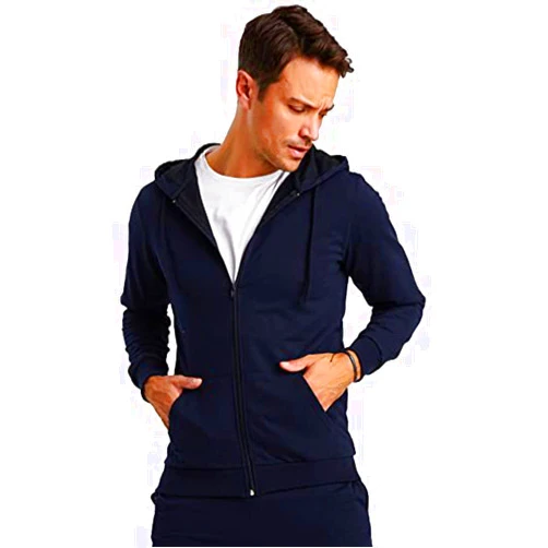 Björn Swensen Men's Hoodie Jacket Hooded oversize Full-Zip Sweatshirt Sweater Pullover Longsleeve Long Sleeve BS2001 Dunkel Blau Large