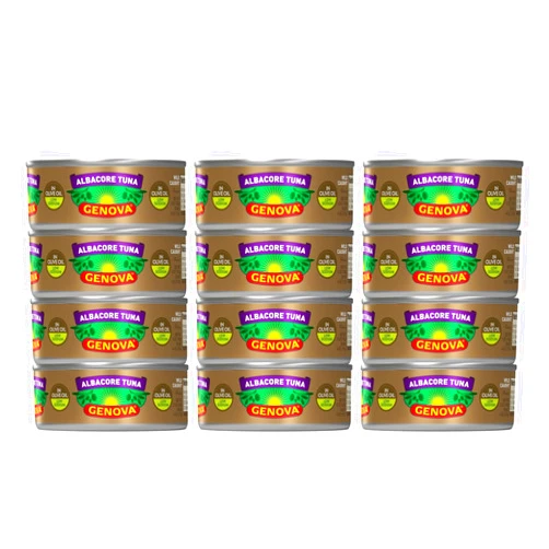 Genova Premium Albacore Tuna in Olive Oil, 5 Ounce Cans (Pack of 12), Low Sodium, Wild Caught Canned Tuna, Solid White