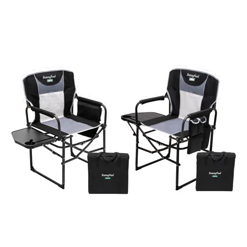 SUNNYFEEL Oversized Camping Directors Chair 2 Pack, Portable Folding Lawn Chairs for Adults Heavy Duty with Side Table,Pocket for Beach, Fishing,Picnic,Concert Outdoor, Foldable Camp Chairs