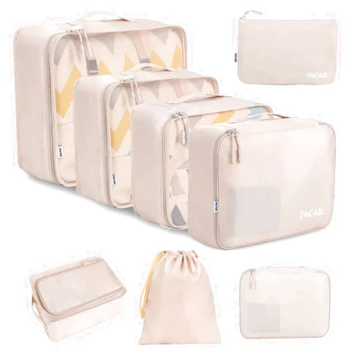 BAGAIL 8 Set Packing Cubes Luggage Packing Organizers for Travel Accessories-Cream