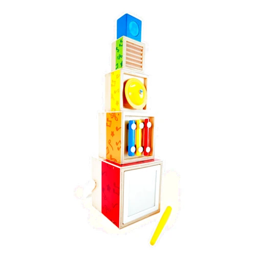 Hape Stacking Music Set | Colorful 6 Piece Musical Box Toy, Wooden Set for Kids 18 months+