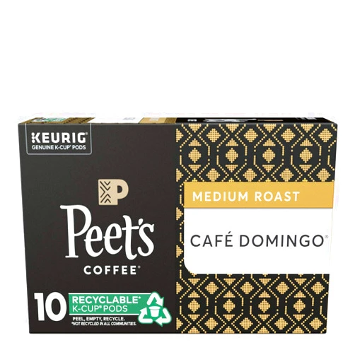 Peet's Coffee Peet’s Coffee Café Domingo K-Cup Coffee Pods for Keurig Brewers, Medium Roast, 10 Pods