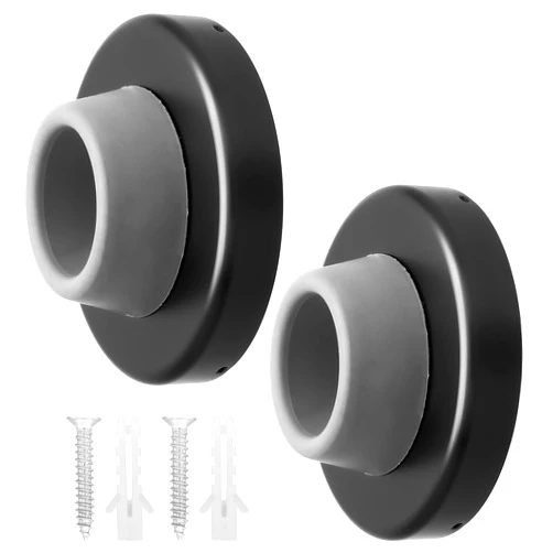 BokWin 2 Pcs Concave Wall Mounted Door Bumper,Stainless Steel Door Stopper Wall Protector,Round Door Stop(Black)