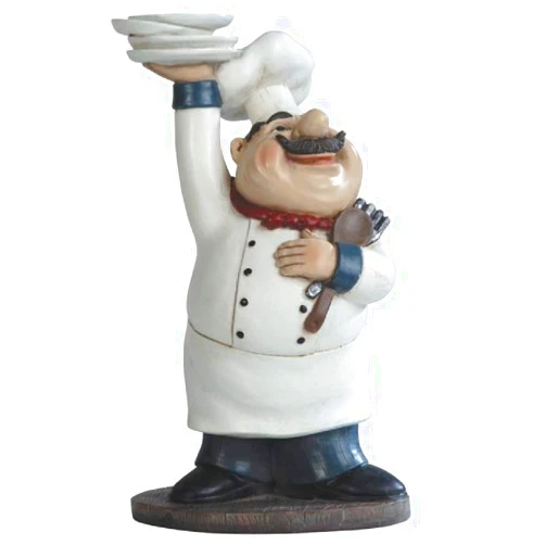 George S. Chen Imports SS-G-65003 Chef Holding Plates Figurine, 10.75