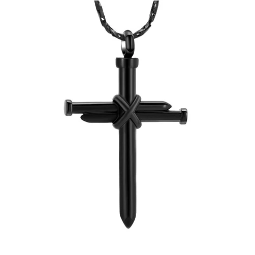 Imrsanl Cremation Jewelry for Ashes Nail Cross Urn Necklace Pendant Keepsake Religious Cross Memorial Ash Jewelry