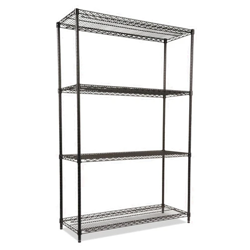 Alera ALESW504818BL NSF Certified Industrial 48 in. x 18 in. x 72 in. 4-Shelf Wire Shelving Starter Kit - Black
