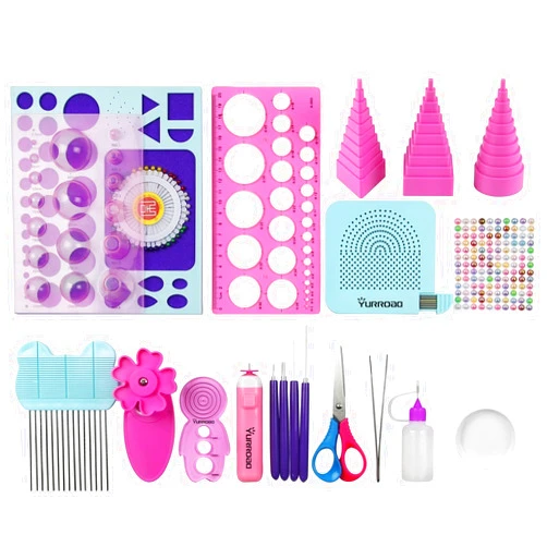 YURROAD 19pcs Beginners Quilling Tools Kit Electric Slotted Quilling Pen Template Board Curling Coach Crimper Comb Filigrana Tools Set