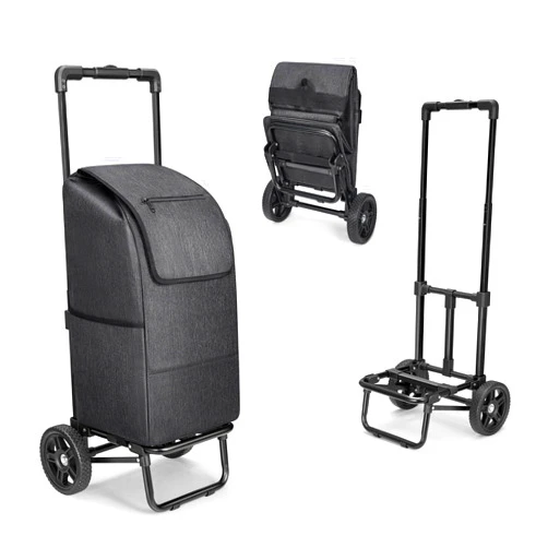 KEDSUM 2 in 1 Shopping Cart for Groceries, 330 lbs Grocery Cart on Wheels, Foldable Shopping Cart with Wheels, Load-Bearing Hand Truck with Black Waterproof Bag for Shopping, Camping, Laundry, Garden