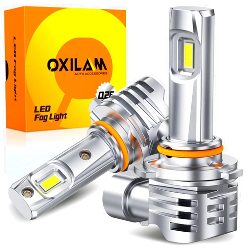 OXILAM H10 9145 LED Fog Light Bulbs, 15000LM 6500K Cool White, 600% Brightness H10 9140 9040 9045 LED Fog Lights, Play and Plug, Non-polarity, Pack of 2