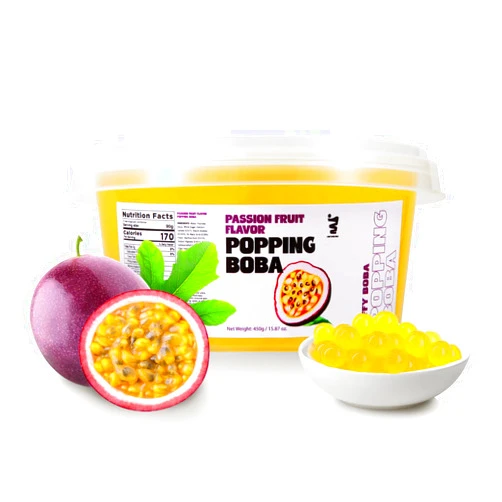 Oceana Jiffy Boba JIFFY BOBA - Bursting Fruit Popping Boba Pearls | Bubble Tea | Passion Fruit | 100% Vegan & Gluten Free - 1 lb