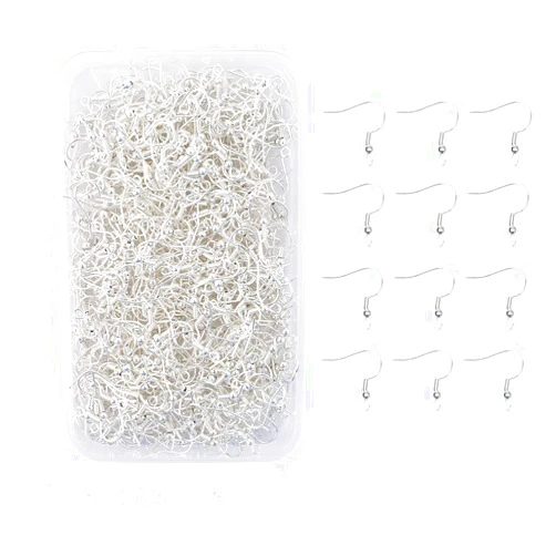 HUIANER Earring Hooks 500PCS Ear Wires Silver Plated 19mm with Ball and Coil for DIY Jewelry Making(Silver)