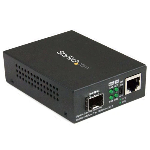 StarTech.com Multimode / Single Mode Fiber Media Converter - Open SFP Slot - 10/100/1000Mbps RJ45 Port - LFP Supported - IEEE 802.1q Tag VLAN - , TAA (MCM1110SFP)