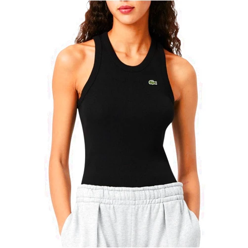 Lacoste Womens Crew Neck Sleeveless Slim Fit Classic T-Shirt