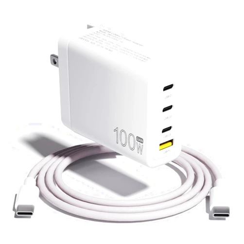 Cycstiron ​​USB C Charger Block,100W USB C Charger, 4-Port Foldable Type C Laptop Charger for Mac Book Pro/Air, iPhone 14/iPad Pro, Dell XPS, Samsung Galaxy, All USB C Devices, Comes with Type C Long Cable.