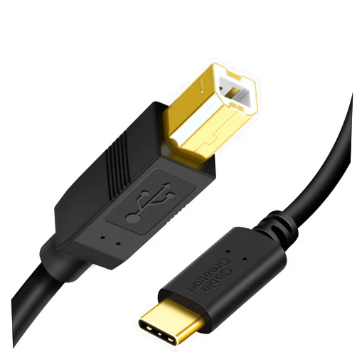 CableCreation USB B to USB C Printer Cable 6.6FT, Type B to Type C Printer Cord for MacBook Pro, Air, MIDI Cable for Yamaha Casio Digital Piano, MIDI Keyboard, DJ Controller, DAC to iPad - 2M, Black