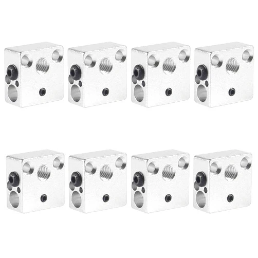 JUZITAO 8pcs Updated High Temperature CR-10 Plated Copper Heater Block Aluminum Heater Block for MK8 Extruder All Metal Hotend Ender 3 V2 Ender 3 Pro Ender 5 Pro CR10 S4 S5 3D Printer Extruder