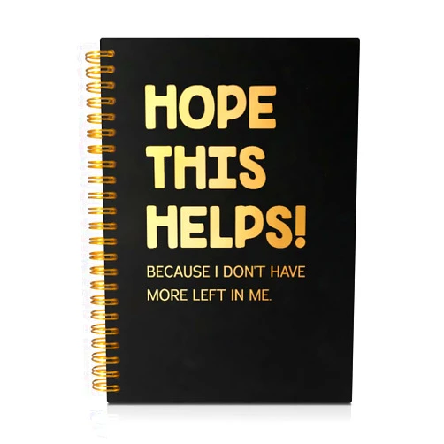 PUVOXHO Hope This Helps 160 Blank Pages Spiral Notebook, Motivational Quotes Journal, Self Improvement Planner, Women’s Empowerment Gifts for Boss Leader Supervisor Mentor Coworker Friend BFF