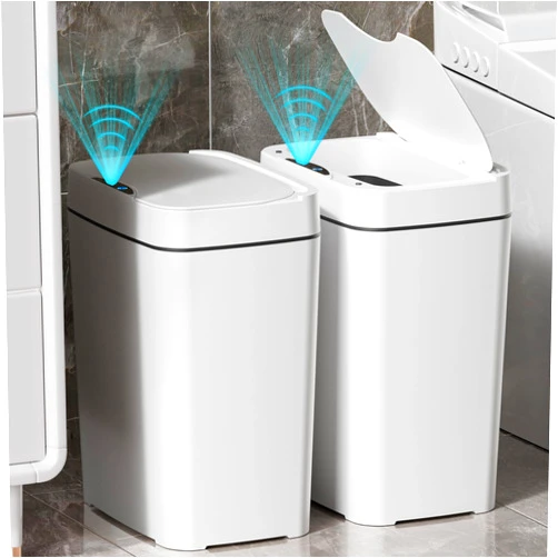 Vanpopubs 2 Pack 2.7 Gal Bathroom Trash Can with Lid, Automatic Trash Can Small Smart Garbage Can Touchless, Slim Motion Sensor Waterproof Plastic Trash Bins for Bedroom Office Kitchen Toilet