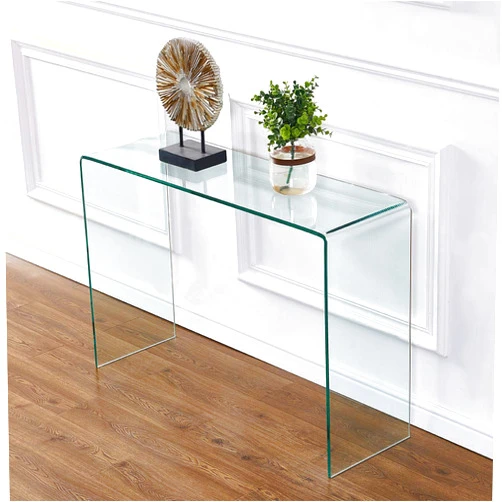FENGHUA GLASS HOME Clear Glass Narrow Console Table Behind Couch Table Narrow Entryway Table(43.3x13.8x29.5 inch)
