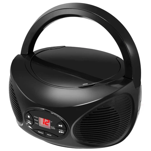 GPX Portable Bluetooth FM Radio Boombox and CD Player, Black (BCB119B)