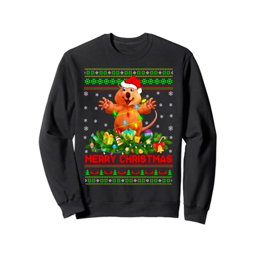 Ugly Quokka Christmas Gifts Funny Xmas Lighting Tree Santa Ugly Quokka Christmas Sweatshirt