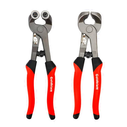 Goldblatt 2 Piece Glass Tile Nippers Set - Heavy Duty Wheeled Glass Mosaic Nipper & Hd Ceramic Tile Nipper, Tile Cutter Pliers Soft-grip Handle - Shapping Plier, Nipper Cutting Tools, Stone, Metal