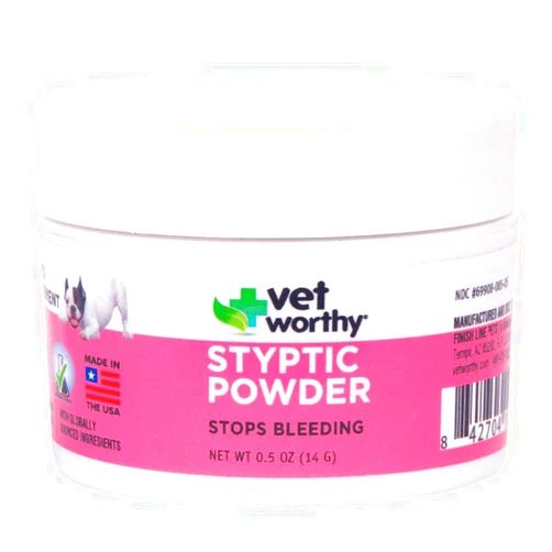 Vet Worthy Styptic Powder for Dogs - Wound Care Formula to Stop Bleeding from Minor Cuts, Nail Clipping, Declawing - Blood Stopper Powder with Ferric Subsulfate - 0.5oz
