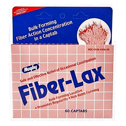RUGBY LABORATORIES Rugby Fiber-Lax Polycarbo, 500 mg, 60 Cap Tabs