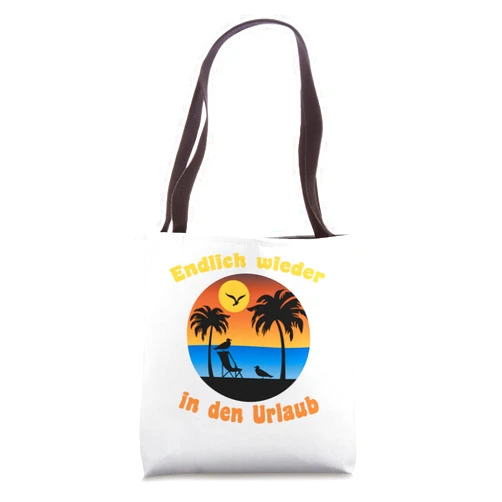 Lockdown Geschenk Urlaub Palmen Sonnenuntergang Endlich wieder in den Urlaub Retro Vintage Palmen Lockdown Tote Bag