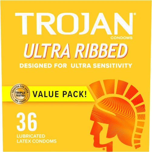 TROJAN Condoms Ultra Ribbed for Ultra Stimulation, 36 Count Pack