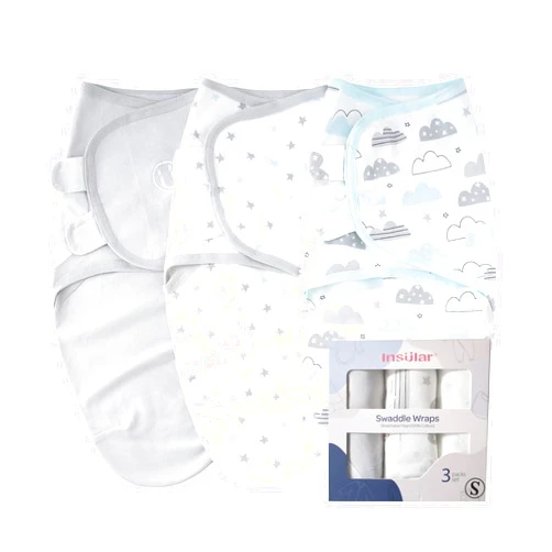 insular Swaddle Blanket, Baby Swaddle Wrap for Newborn and Infant, Adjustable Swaddle Set for Boy and Girl, Soft Cotton Baby Sleep Sack 3 Pack Small(0-3 Month), Clouds