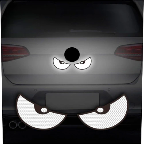 JULOPO Car Reflective Stickers Decals White Eye Pattern Suitable for car Trunk Rear Tailgate Bumper car Glass Motorcycle Bicycle Helmet and More
