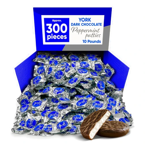 CHAIN & JO SWEETS Dark Chocolate Covered Peppermint Patties – 10 lb Bulk Pack, Approx. 300 Individually Wrapped Pieces, Refreshing Mint & Smooth Chocolate, Perfect for Snacking, Sharing & Candy Buffets
