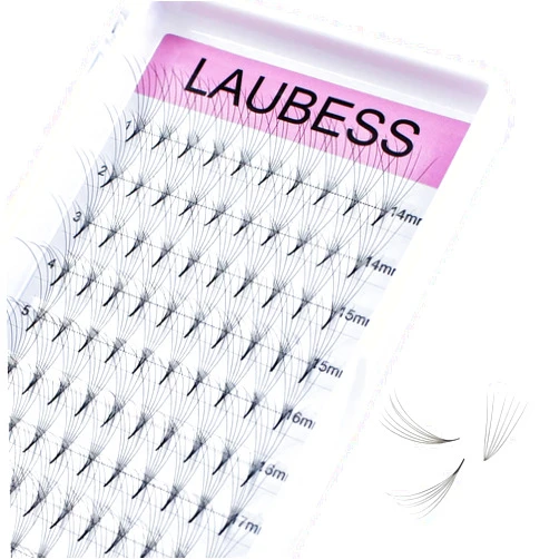 LAUBESS Premade Fans Eyelash Extensions 14-20mm Mixed Tray Pointed Base Premade Lash Extensions Fans Middle Stem Premade Lash Fan Volume Eyelash Extensions (6D-0.07D-14-20mm)