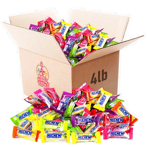 Kandy Korner Hi-Chew Assorted Combo Candy Bulk Variety Pack 10 Flavors - Hi Chew Candy Grape, Green apple, Strawberry, Tropical smoothie, Pina colada, Kiwi, Pineapple, Mango, Dragon fruit, 4lb