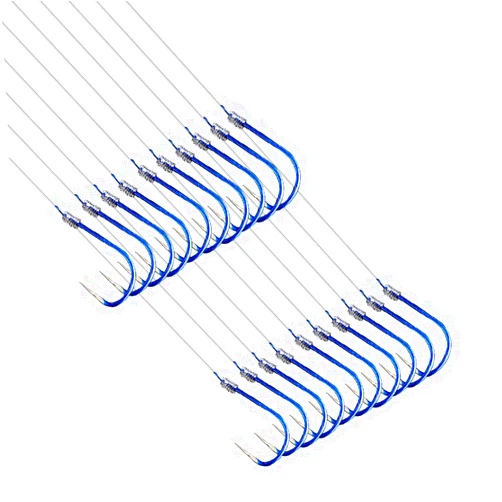 AMHDV Small Barbless Fishing Hooks with Line, Super Quick Penetration Fishing Hook Tie Nylon Line (Pack of 20)