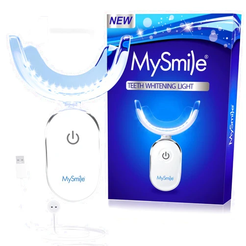 MySmile Teeth Whitening Accelerator Light, 28 LED Blue Light, Each 10 Minutes, USB Charger, Mouth Trays, 1 Pcs LED Light & 4ml Gel