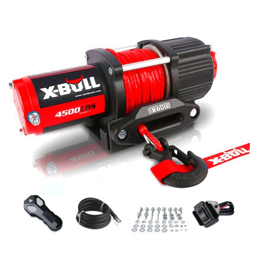 X-BULL 4500 lbs Winch 12V Electric Winch Kits with Fairlead, ATV/UTV Winch with Waterproof Synthetic Rope Winch with Wireless Remotes and Mounting Bracket