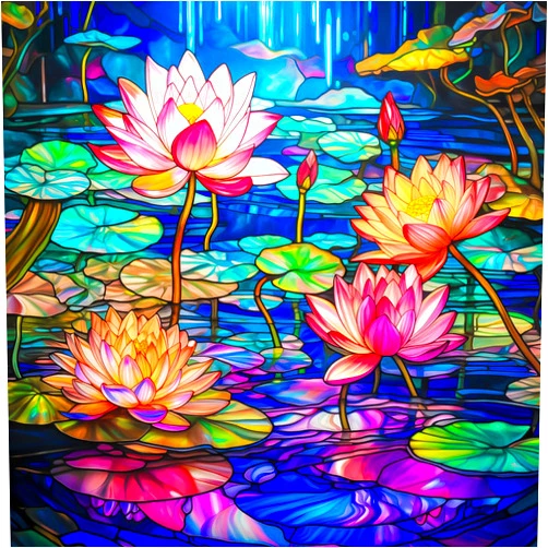 Bgraamiens Puzzle-Stained Glass Waterlily-1000 Pieces Stained Glass Puzzle for Adults, Stained Glass Art Puzzle with Flowers, Impossible Puzzle Color Challenge Puzzle for Adults