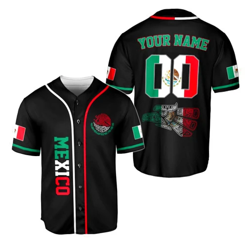 Generic AOVL Custom Mexico Baseball Jersey for Men Women Eagle Flag Mexico Shirt Personalized Mexicano Mexico Jerseys Camisa 3D