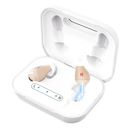 Wschic OTC Hearing Aids for Seniors, Rechargeable Hearing Amplifiers Devices with Noise Cancelling, Superior Sound Quality for Women Men Hearing Loss, Auto On/Off (White) (White)