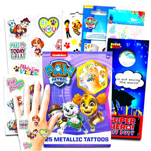 Stickerland Paw Patrol Party Favors Pack -- Paw Patrol Temporary Tattoos, Party Pack, and More (Skye Paw Patrol Party Supplies for Girls Kids)
