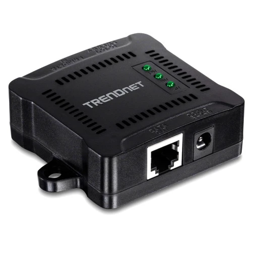TRENDnet Gigabit PoE Splitter, 1 x Gigabit PoE Input Port, 1 x Gigabit Output Port, Up to 100m (328 ft), Supports 5V, 9V, 12V Devices, 802.3af PoE Compatible, PoE Powered, Black, TPE-104GS