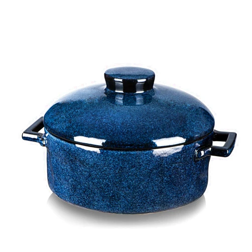 Vicrays Casserole Dish with Lid - Ceramic Lasagna Pan Deep 2 Quart Round Baking Dishes Covered Bakeware for Oven Safe Serving Dish with Handles for Party Dinner Banquet Daily Use (Blue)