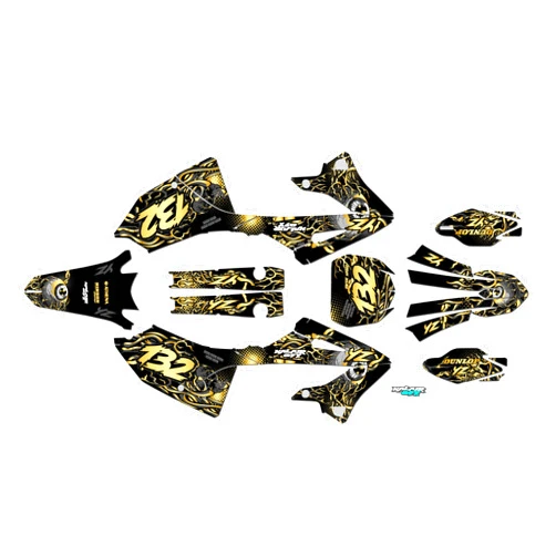 Kalair GFX Graphics Kit for Yamaha YZ 125 (2022-2023) CORE Series Gold 16 Mil - Dirt pit bike motorcycle stickers, dirtbike racing automotive decal motocross accessories no-plastics
