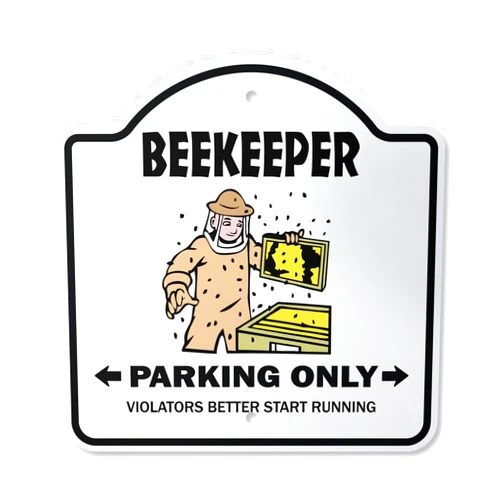 SignMission Beekeeper Parking 10” x 10” Sign | Indoor/Outdoor Plastic | SignMission Designer Bumble Honey Hive Bees’ Insects Novelty Gift Funny Joke Gag Road Garage