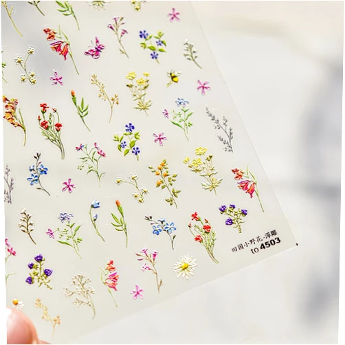 FBABFBUO Flower Nail Art Stickers Decals, Spring Flowers Nail Stickers for Nail Art, Floral Plant Nails Design 5D Embossed Nail Decals Flower Stickers for Nails Spring Manicure Supply for Women Nail Decoration