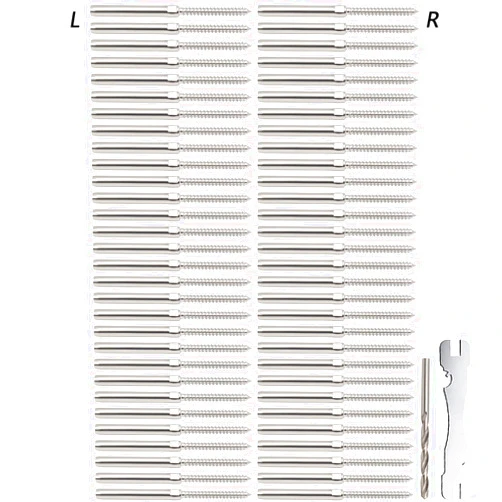 Challcrea 3/16 Stainless Steel Cable Railing System Hardware Kit, Swage Lag Screws Left & Right for Wood Posts for Deck Railing, T316 Marine Grade, 30 Pairs
