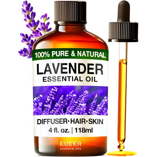 KUKKA essential oils Kukka Lavender Essential Oil for Diffuser - Huge 4 Fl Oz - 100% Pure Natural Lavender Oil for Skin & Hair - Experience Calming Relaxation for Body, Aromatherapy & DIY Soap Making Scent