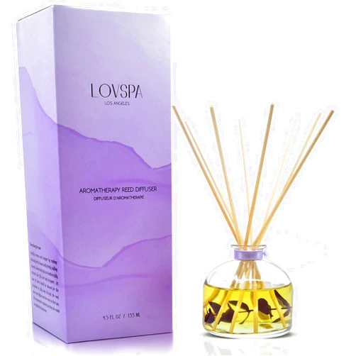 LOVSPA Lavender & Eucalyptus Scented Sticks Reed Diffuser Set - DE-Stress Scented Sticks - Relaxing Blend of Woody Lavender, Sage, Eucalyptus & Rosemary Essential Oils